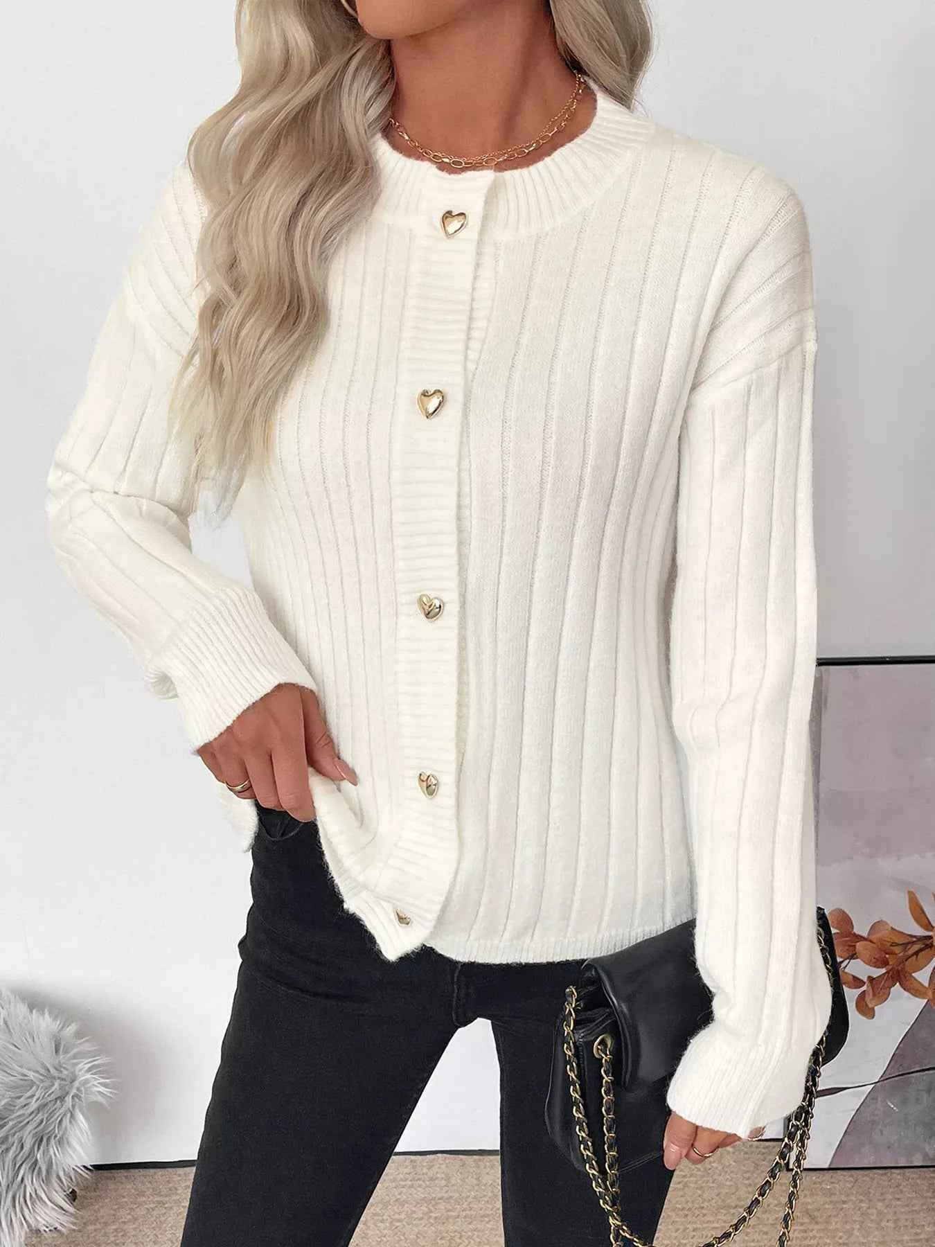 Ribbed Button Up Long Sleeve Cardigan 7752672e53b540b9be71e1cfc5e483b8-Max-Origin