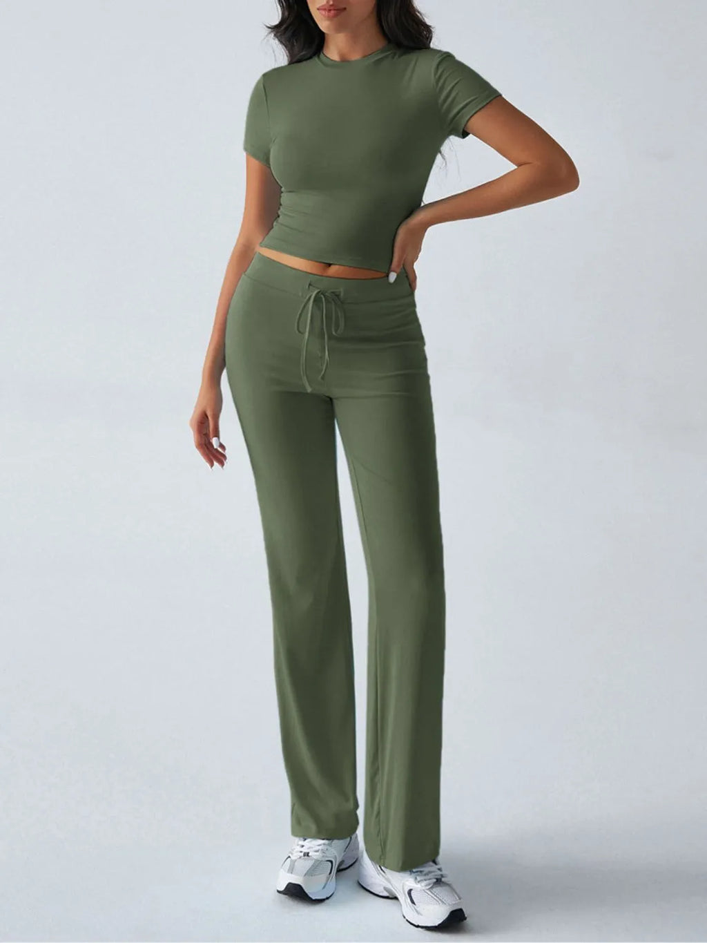 Round Neck Short Sleeve Top and Pants Set 775a1350-84bc-42b0-ad49-705a646087d3-Max-Origin