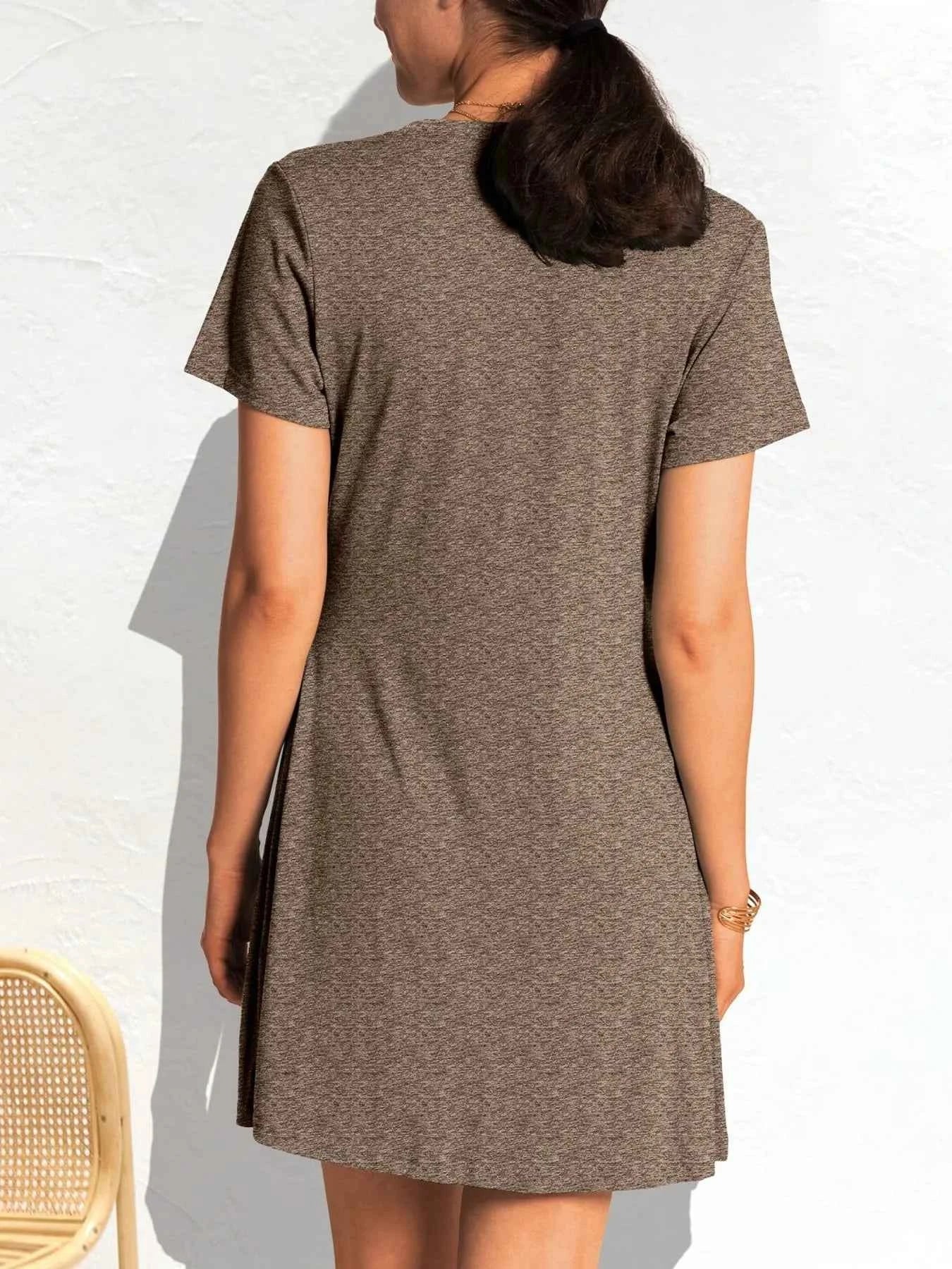 Ruched Short Sleeve Mini Tee Dress 7760fa991574426eab5cd12afa4d28af-Max-Origin