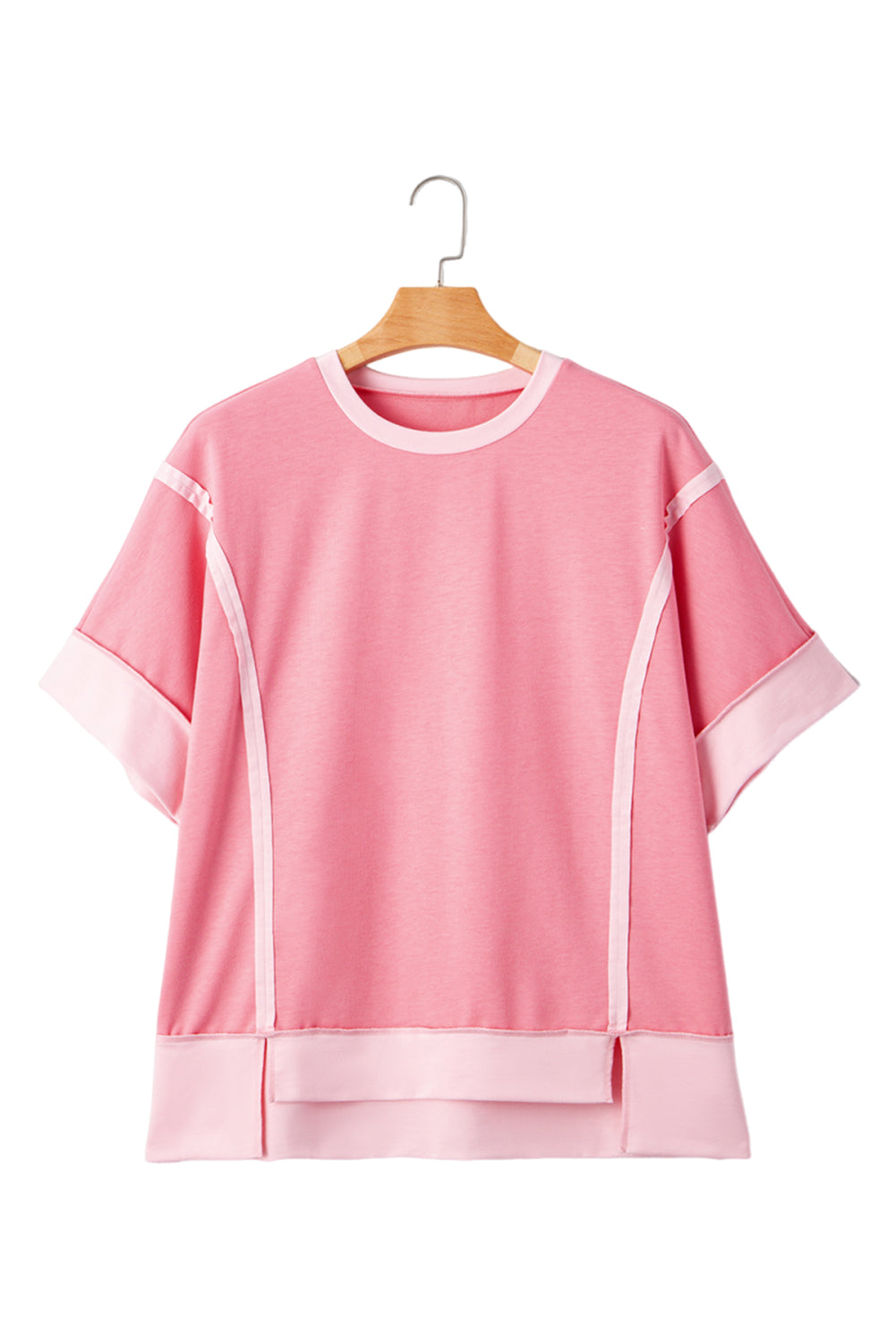 Peach Blossom Color Block Patchwork Plus Size Top 776a7158791b34dd