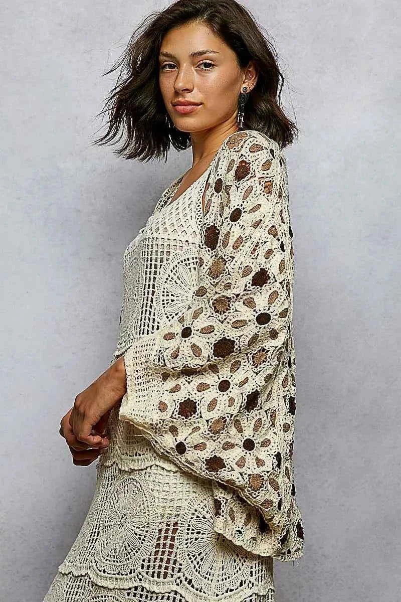 POL Open Front Floral Pattern Crochet Cardigan 776ce6ee-81c7-4167-9a4a-9eb866984130-Max-Origin