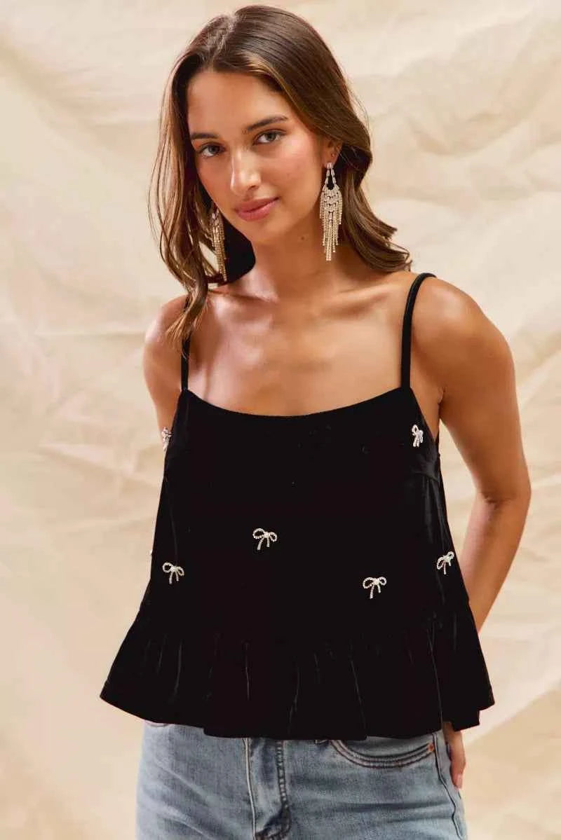 SO ME Holiday Velvet Ribbon Rhinestone Christmas Top 776d033011b64d7386d8168d8882bf97-Max-Origin
