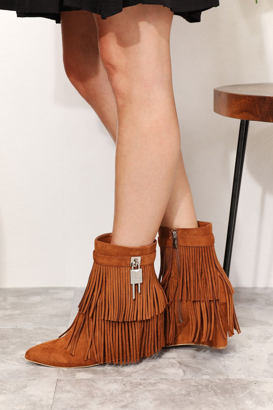 Legend Women's Tassel Wedge Heel Ankle Booties 776f554629f4487fa1e73e1ff06c67ea-Max
