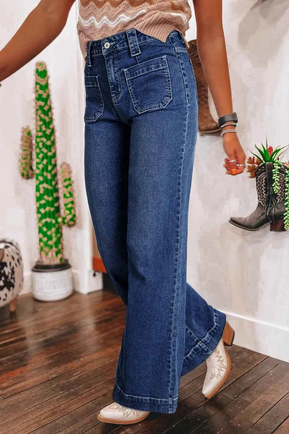 Wide Leg Pocketed High Waist Jeans 777cdce3-1e2a-421e-9166-331d95325ab8-Max-Origin