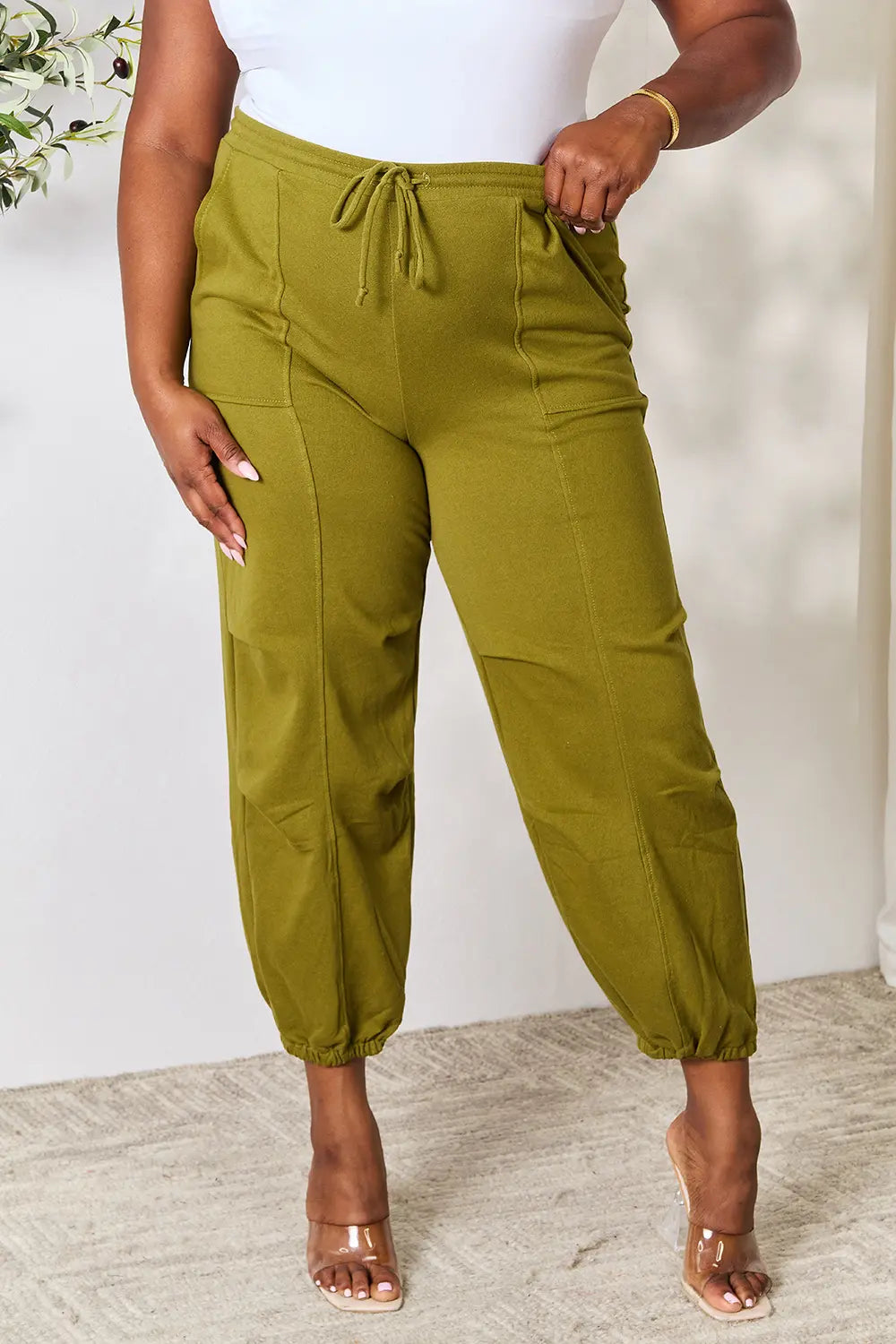 Culture Code Full Size Drawstring Sweatpants with pockets True Moss 777d28433ac444a89d977d03221f878e-Max
