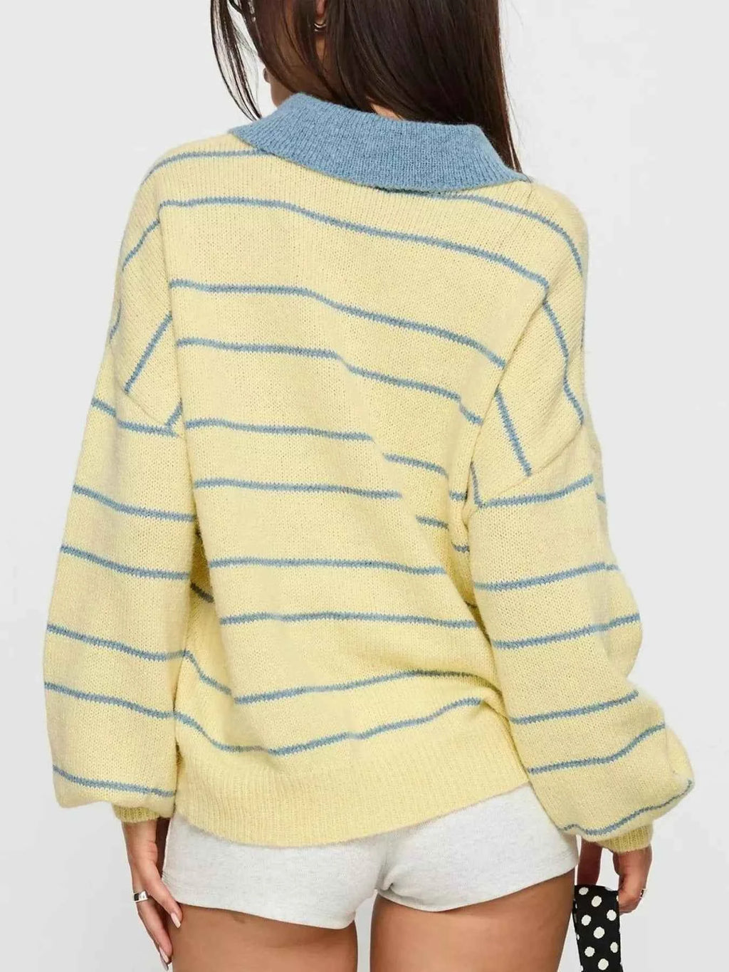 Striped Polo Collar Long Sleeve Sweater 778cd077-949b-4111-a861-b6c9bfdffe11-Max-Origin