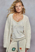 POL Open Front Knit Cardigan with Front Pocket POWDER CREAM 77943721-adcd-42e9-a24c-a2c0cae462a9-Max-Origin