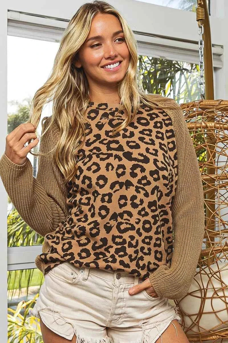 BiBi Leopard Pattern Front Raglan Sleeve Sweater 779ca1d88a814610bcbe5ed5098ea07f-Max-Origin