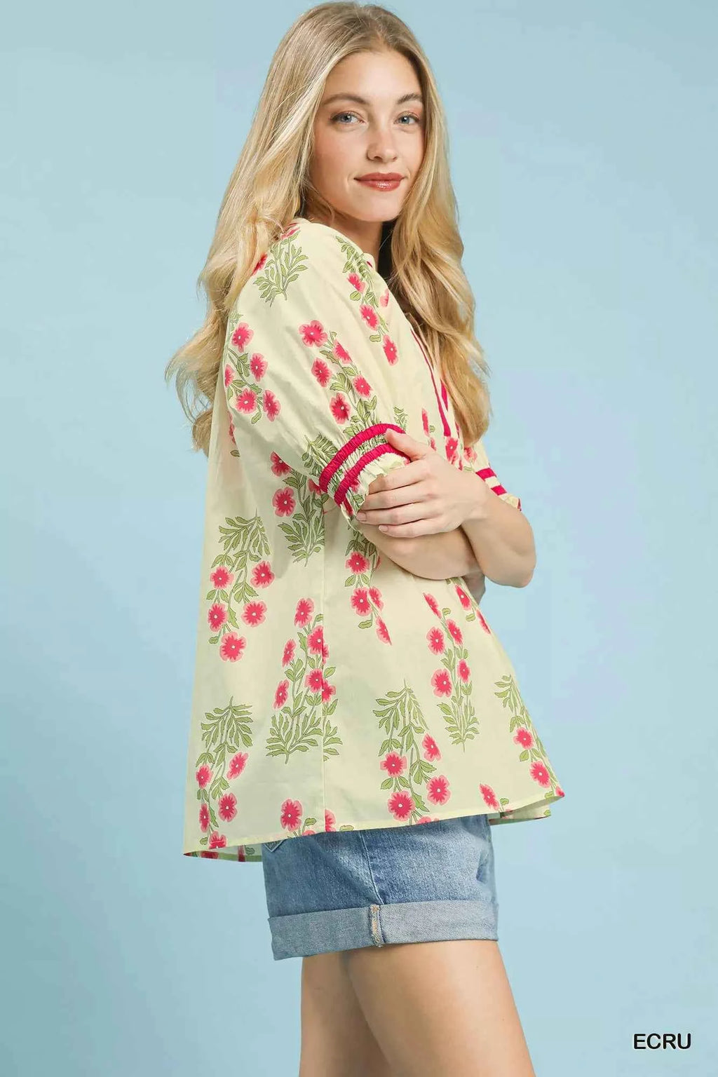 Umgee Floral V-Neck Puff Sleeve Top 77a96e69-0697-48da-97a4-39a1ef93a076-Max-Origin