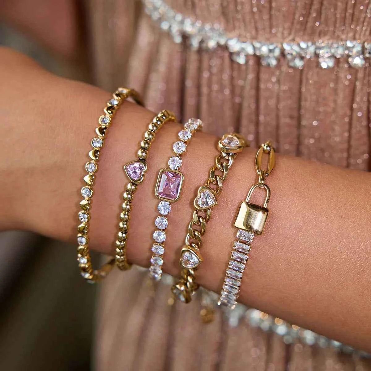 5-Piece 18K Gold-Plated Stainless Steel Inlaid Zircon Bracelet 77abcbe4-5ef4-4cdd-856d-0afbbb7602bf-Max-Origin