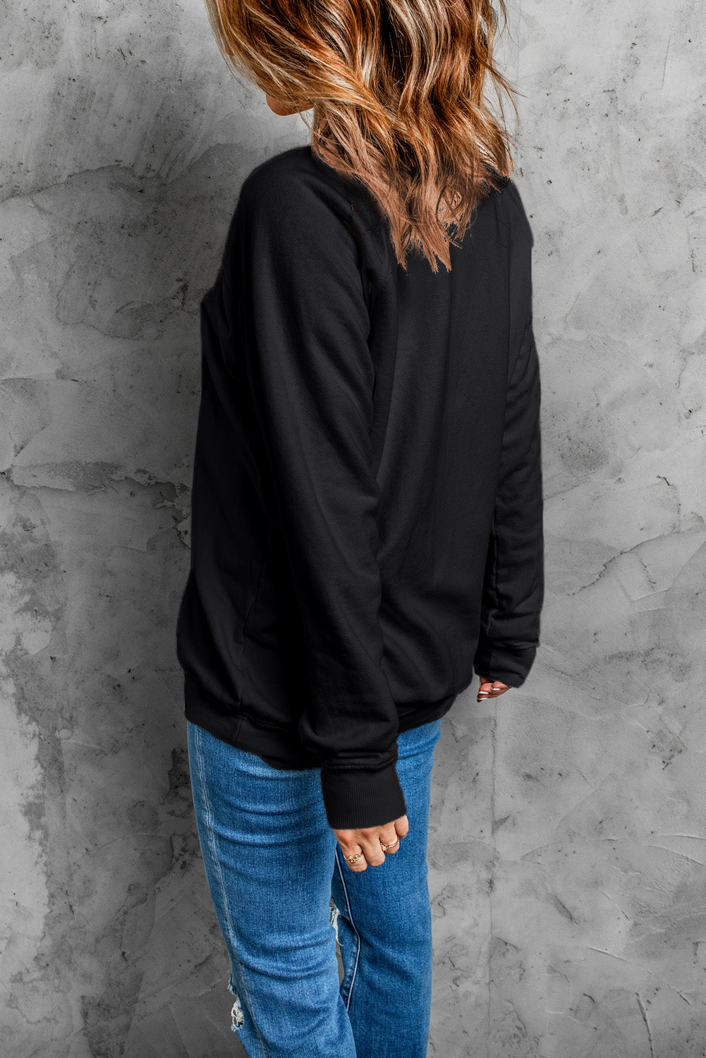 Black Feeling Spooky Halloween Embroidered Graphic Baggy Sweatshirt 77ac007d392f5a80
