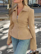 Suede Zip-Up Fitted Jacket 77b1ddba-5761-4b34-b9a8-af85ccd41c3e-Max-Origin