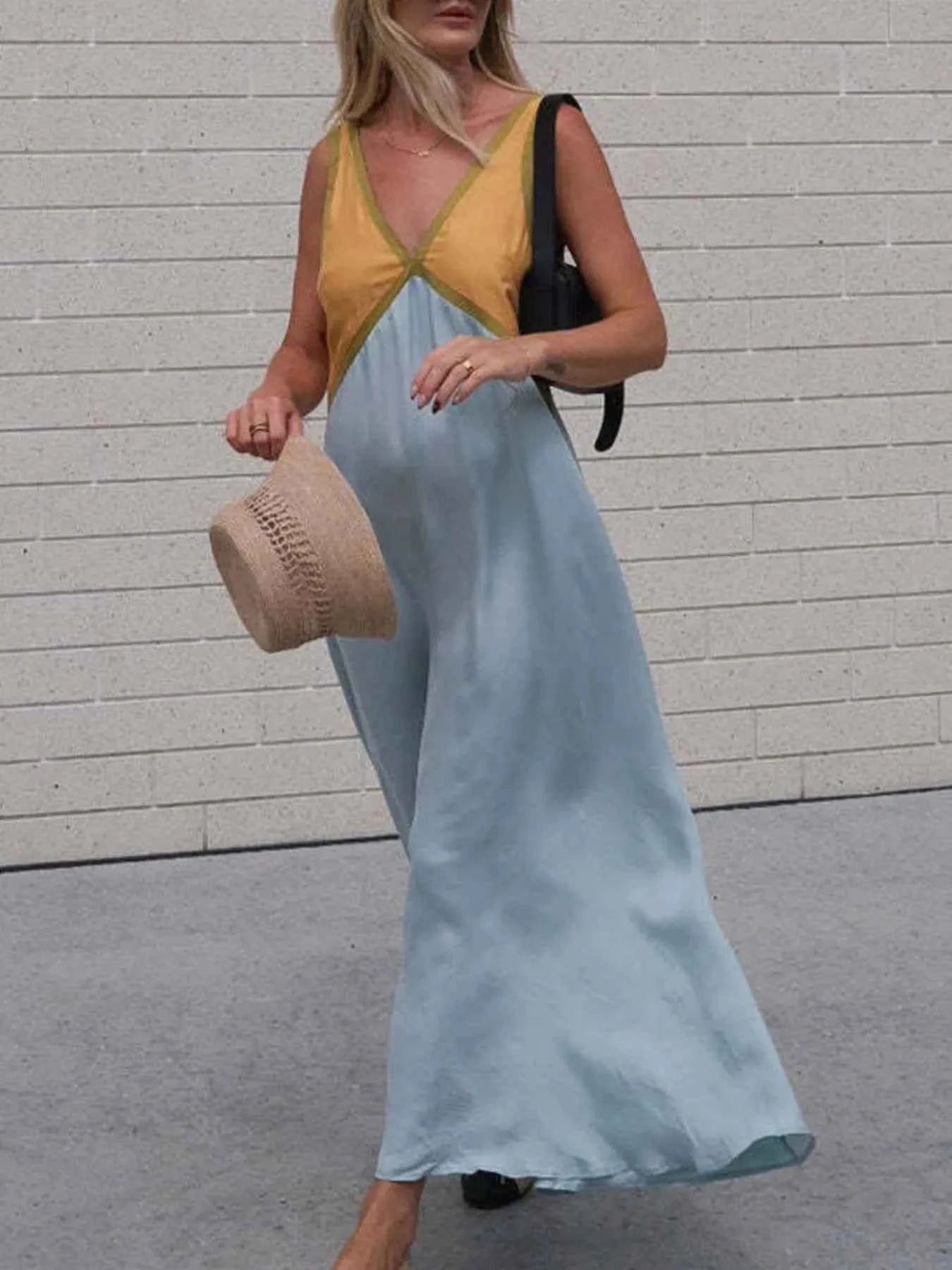 Color Block V-Neck Sleeveless Maxi Dress 77b2bc3f-4db7-46ef-b3af-358363de5e93-Max-Origin
