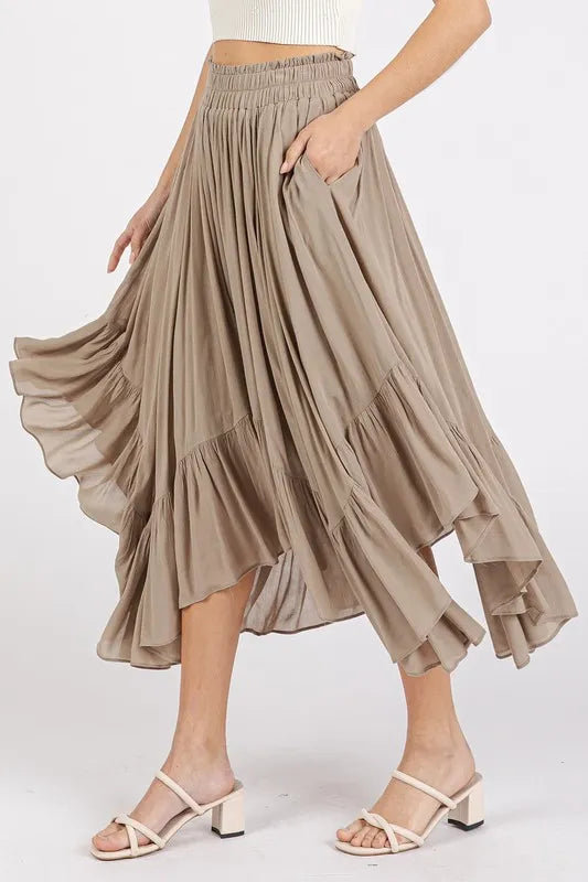 Mittoshop Handkerchief Hem Elastic Waist Pocket Midi Skirt 77b52993-9a9f-49f0-89fe-e0ed5f80f85f-Max