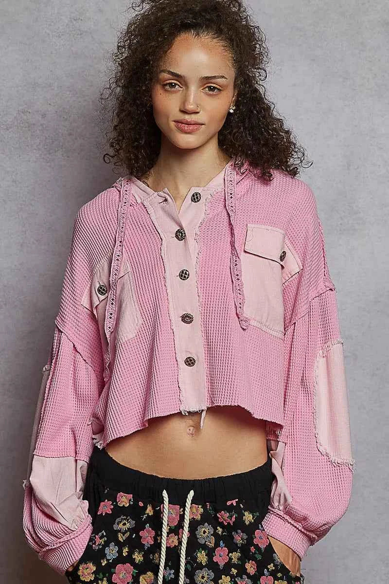POL Raw Hem Cropped Hooded Jacket Fuchsia Pink 77c2a037-5764-4d32-8456-aee0d87ff88a-Max-Origin
