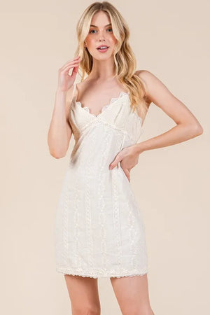 Lace Detail Adjustable Strap Mini Cami Dress Ivory 77ce88d6-deae-4568-955a-4af4049de7d7-Max