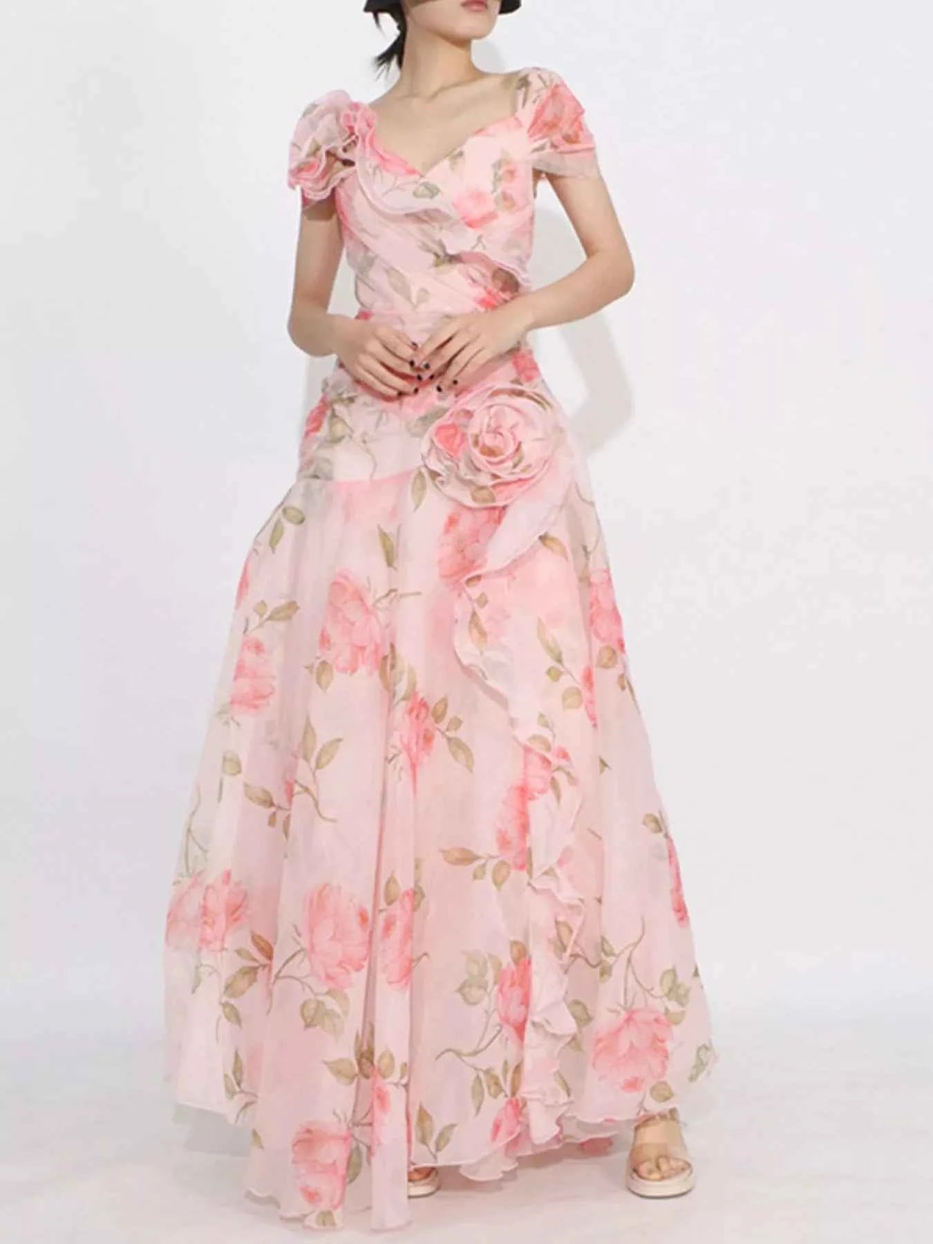Floral Ruffled Short Sleeve Maxi Dress 77d1e652-faf4-4745-9a8d-c9aa2ed4412d-Max-Origin