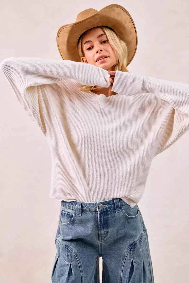 BiBi Waffle Knit Off Shoulder Top 77d2bb014a5f45eeba453a4ec4401165-Max-Origin