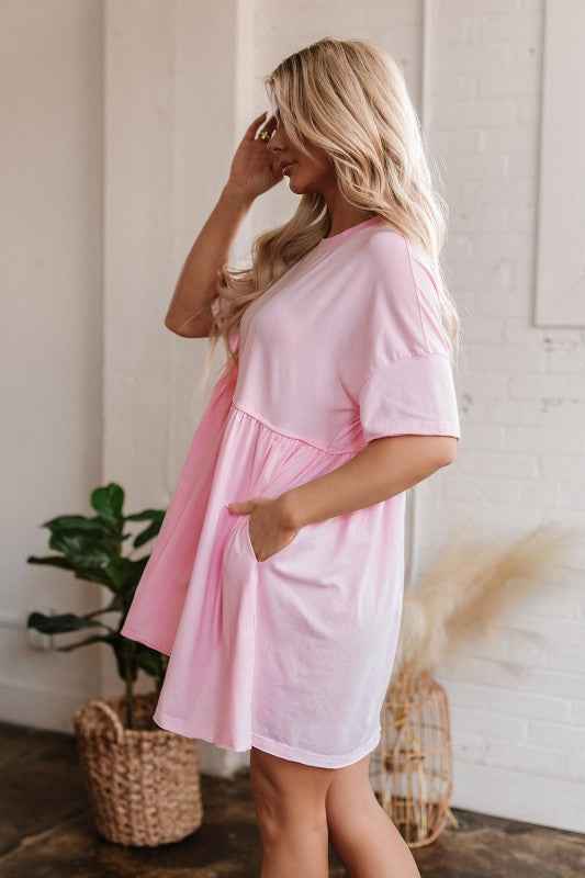 Estella Pocketed Raw Edge Babydoll Dress 77d982b0-5969-499f-a93e-6afa4490ac1e