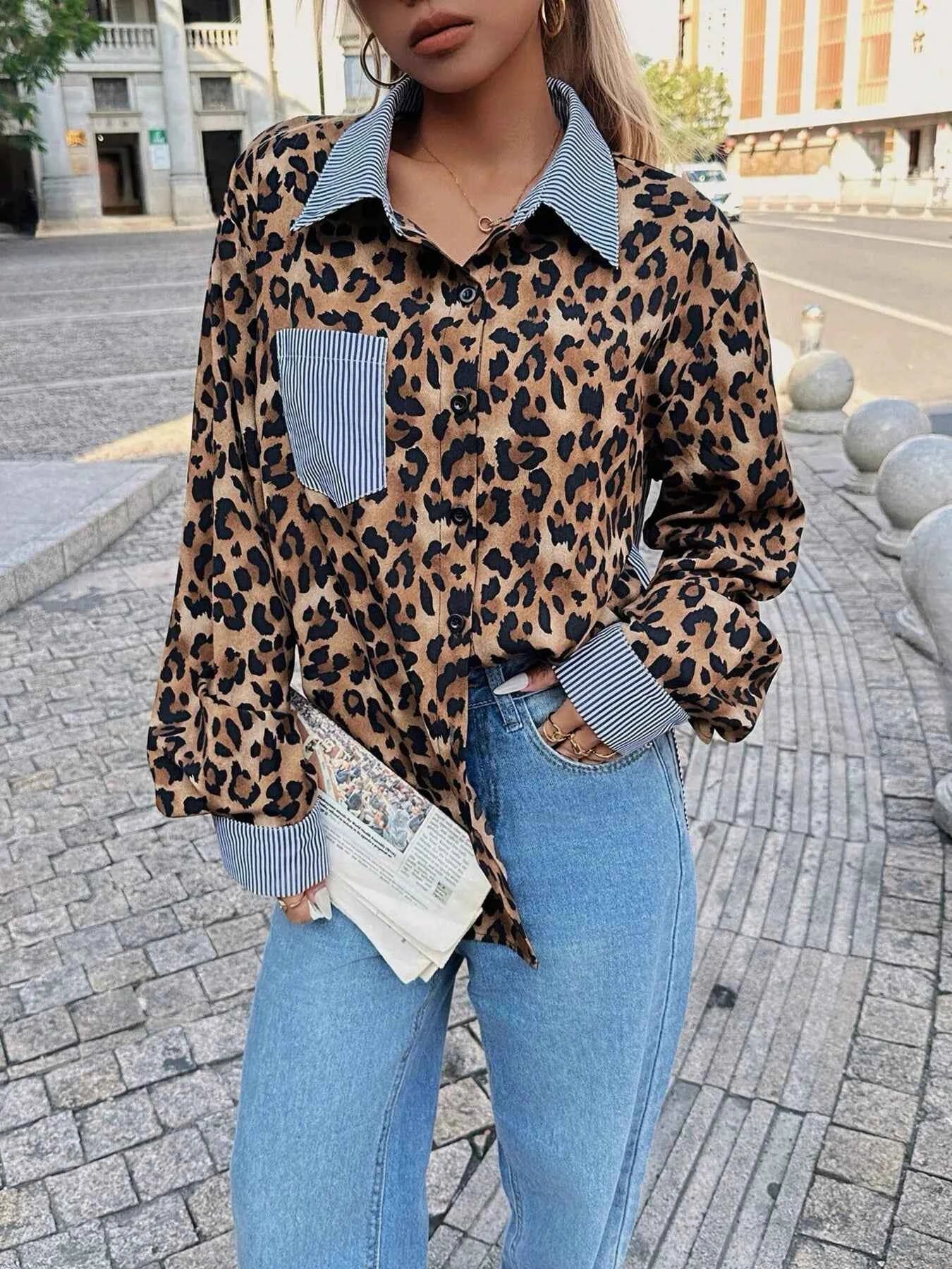 Leopard Striped Button-Up Shirt Leopard 77e50e955e9842dcb66bd69f59397283-Max-Origin
