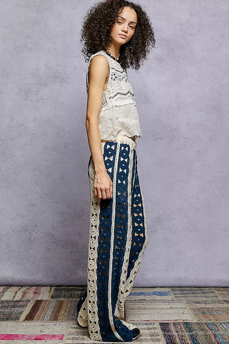 POL Openwork Wide Leg Pants with Stripe Detail 77e576d1-aa17-4343-940b-e8fa048380cb-Max-Origin