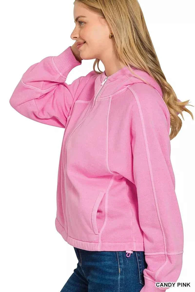 Fleece Pigment Dye Zip Up Hoodie with Pockets 7800cfd4c3014cb2a13dd90c78798b01-Max-Origin