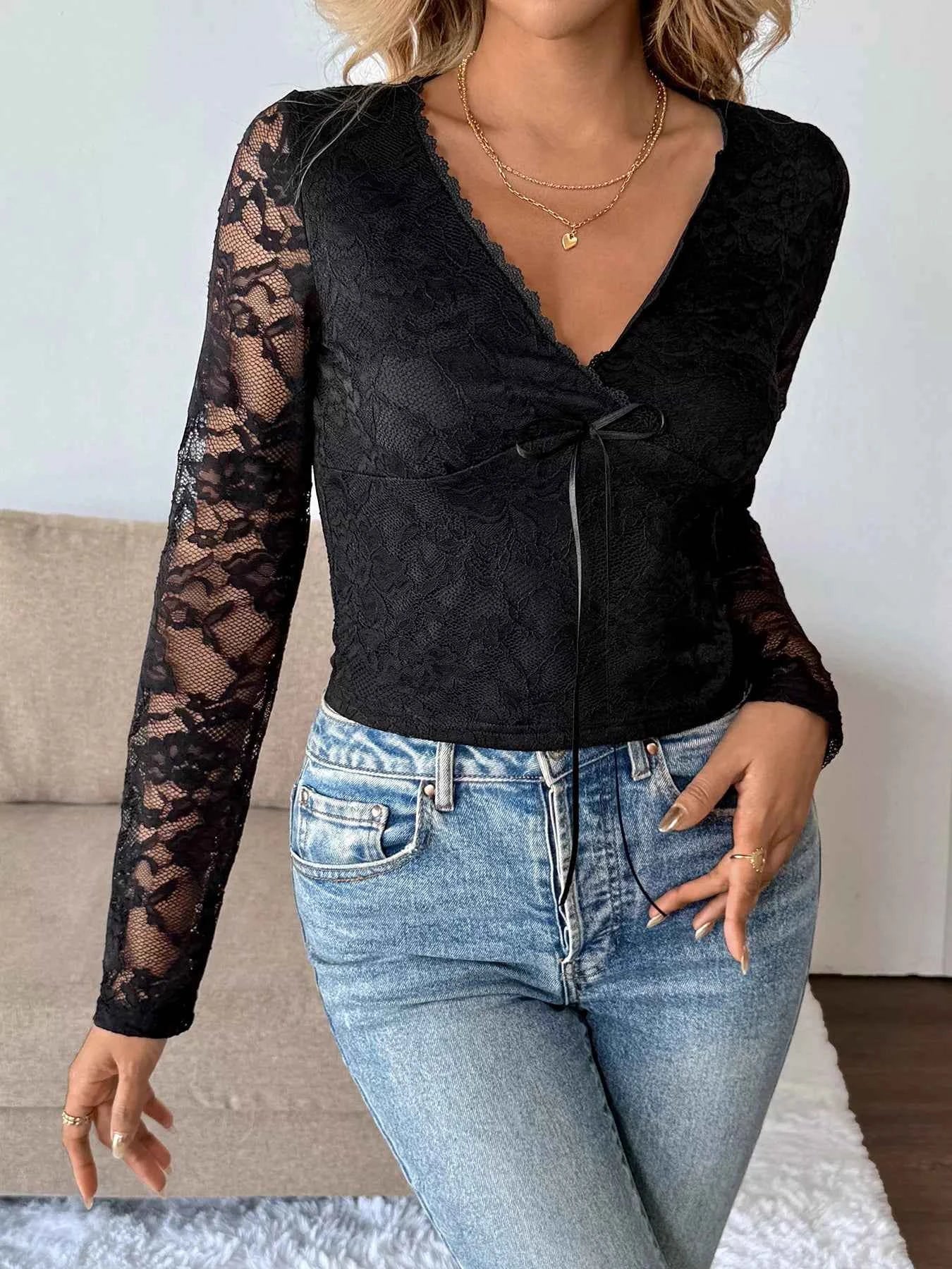 Lace V-Neck Long Sleeve Top 7807d35881a24f66be1fc6e705d03d39-Max-Origin