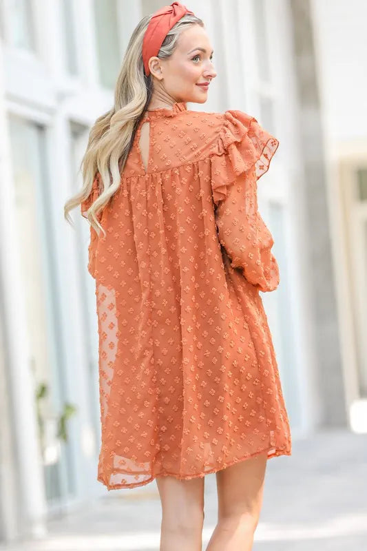 And The Why Lovely Ruffle Shoulder with Textured Woven Dress 780a91b15fe4450b9d1af428707d8261-Max-Origin