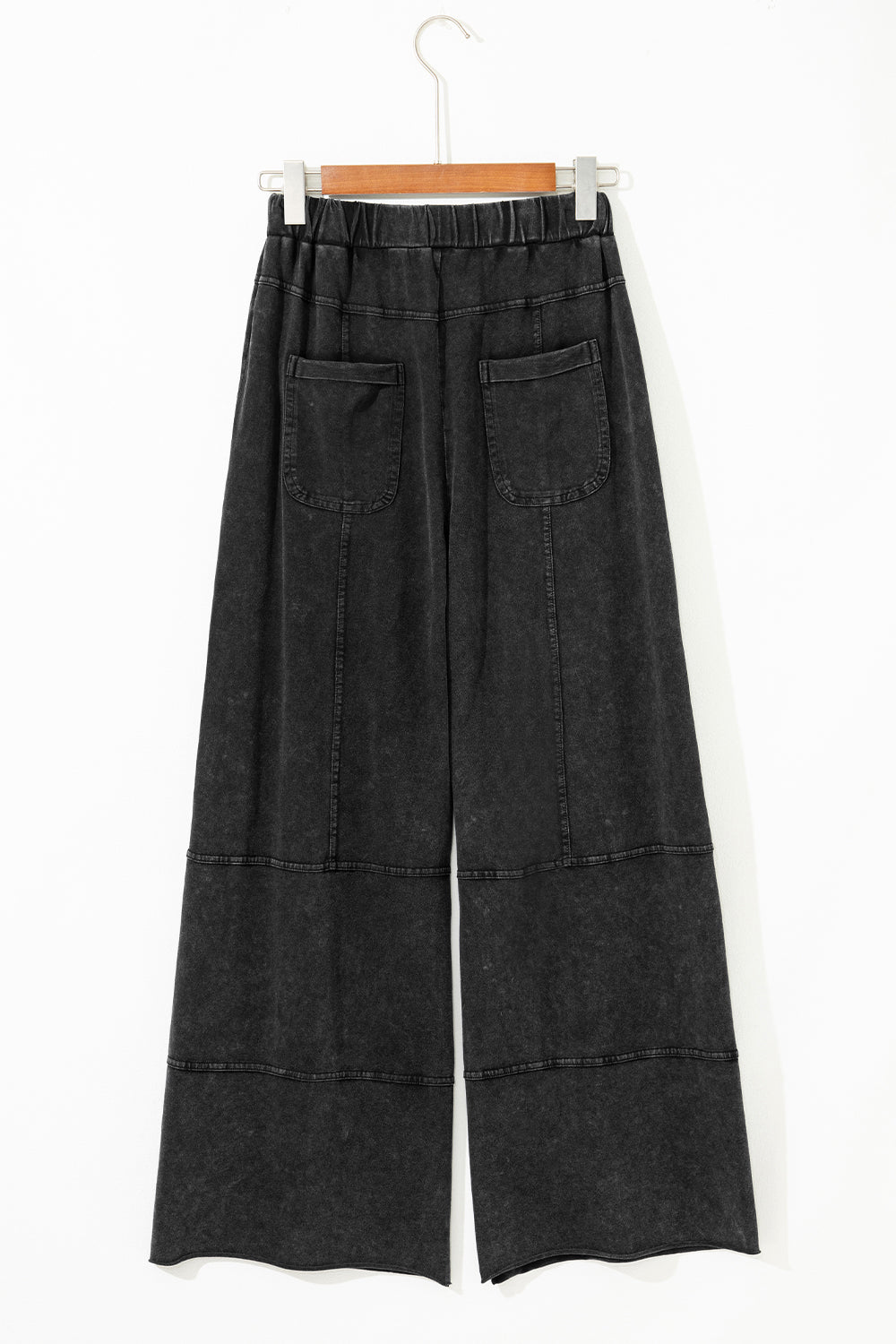 Black Mineral Wash Exposed Seam Wide Leg Cargo Pants 780c7d5b6f9c5e19