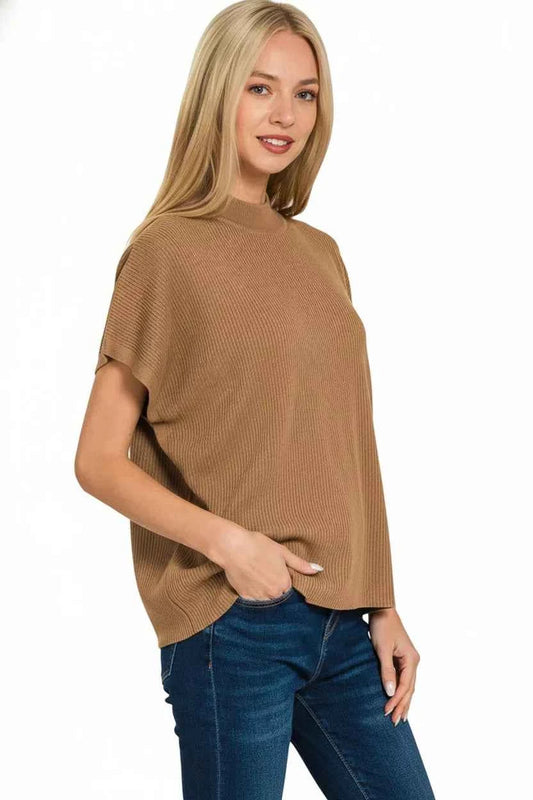 Viscose Mock Neck Short Sleeve Boxy Sweater 781627fe-eadf-448d-b037-3259d1b9bb9e-Max-Origin