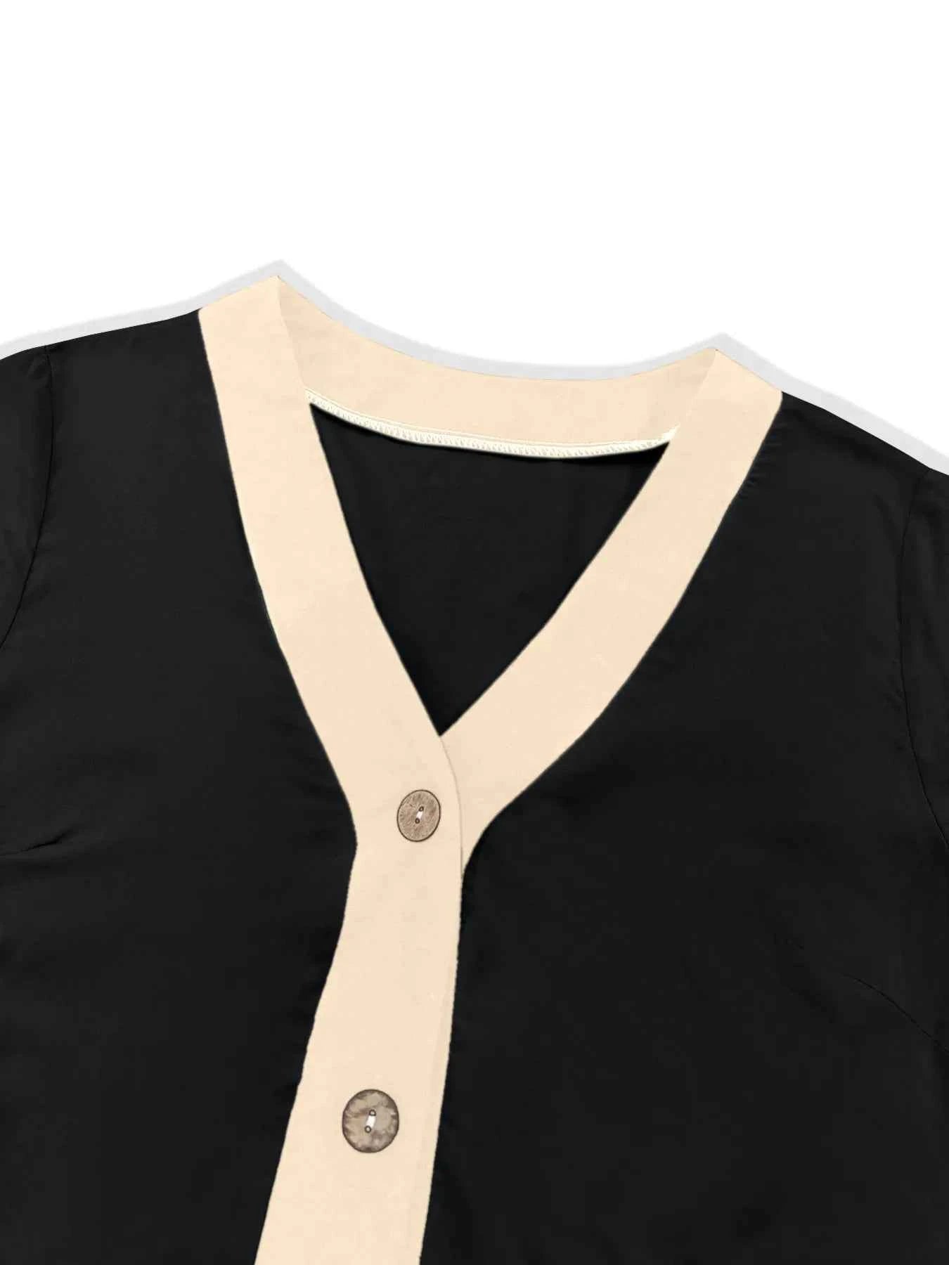 Button-Front Contrast Trim Midi Dress 78190be6c1ba4e4596466523cdccbac6-Max-Origin
