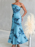 Floral Print One-Shoulder Ruched Maxi Dress 781911f1-1230-49b4-b3a1-02b3015dcd13-Max