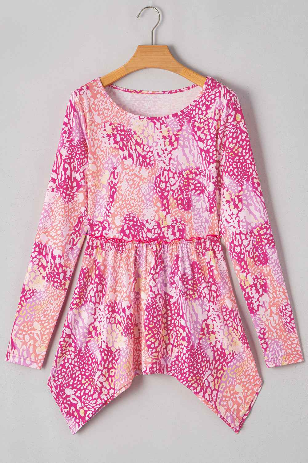 Rose Classic Leopard Print Handkerchief Hem Tunic Top 7819ccd7cbf23115