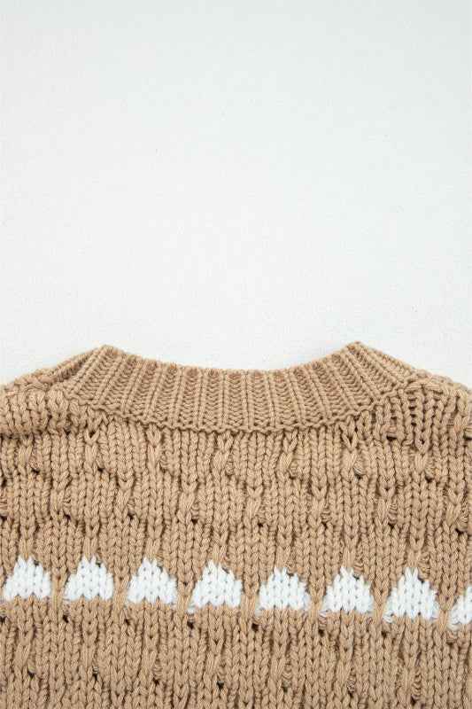 Colorblock Textured Knit Puff Sleeve Sweater 781a6b51-bc98-4054-9ce9-4959fca17588