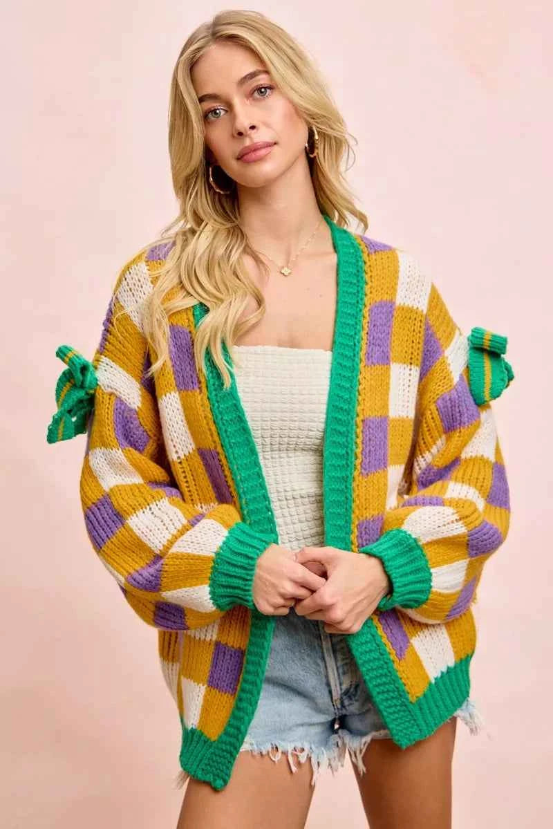 BiBi Mardigras Checker Board Front Open Cardigan MARDI GRAS MUSTARD 7823045a5fdb4fbc9be0483c089c6955-Max-Origin