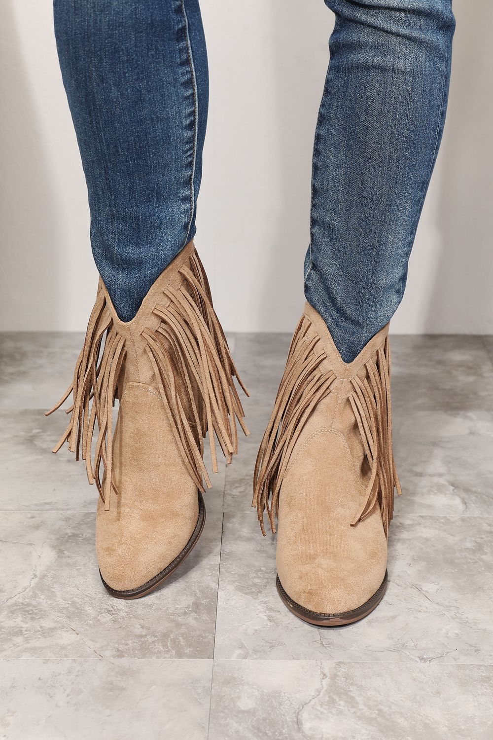 Legend Women's Fringe Cowboy Western Ankle Boots Khaki 78293dae91374b55aa370da9749327b0-Max