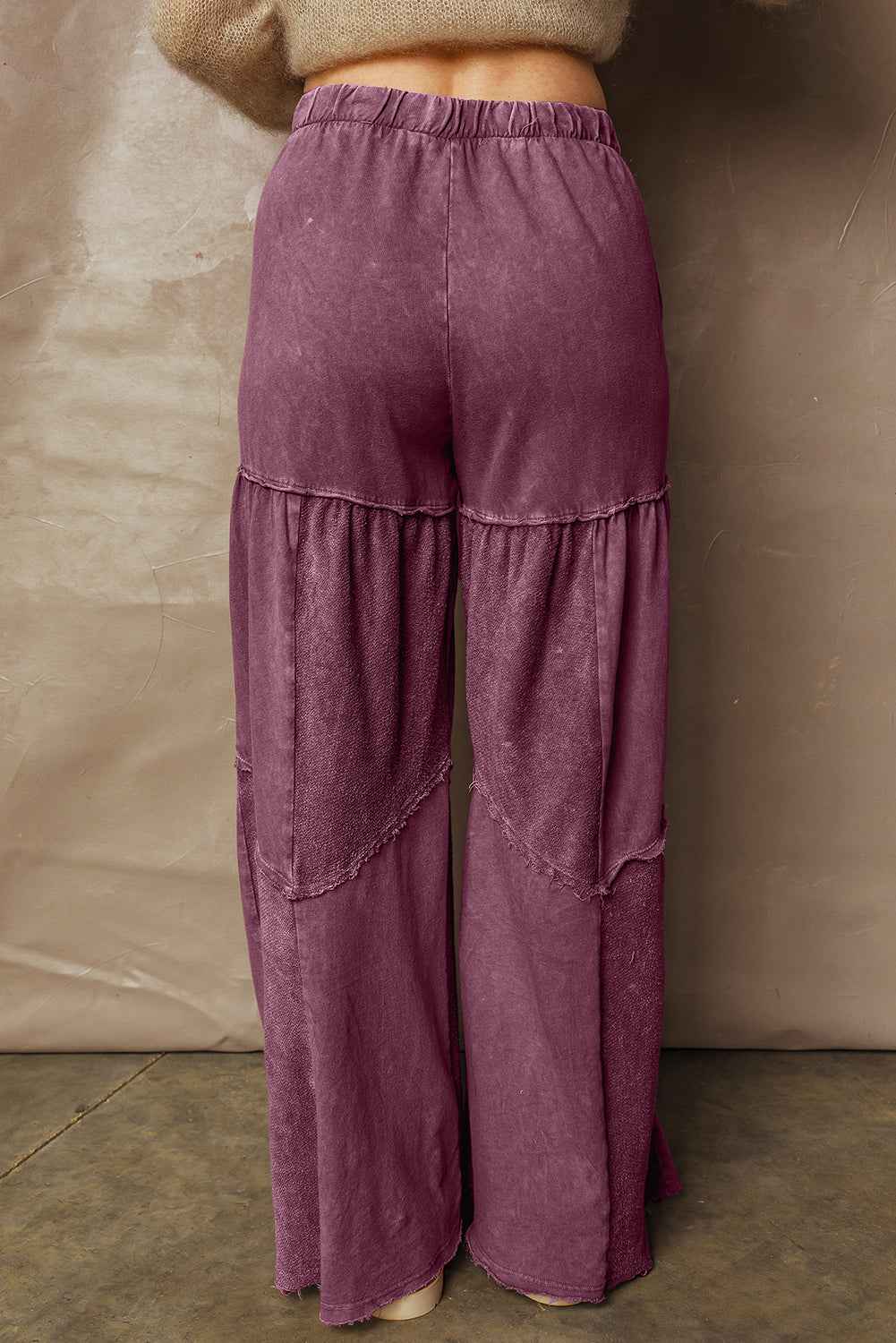 Ashleigh Blue Careys Mineral Wash Tiered Wide Leg Patchwork Drawstring Pants 783db8f2217ccd04