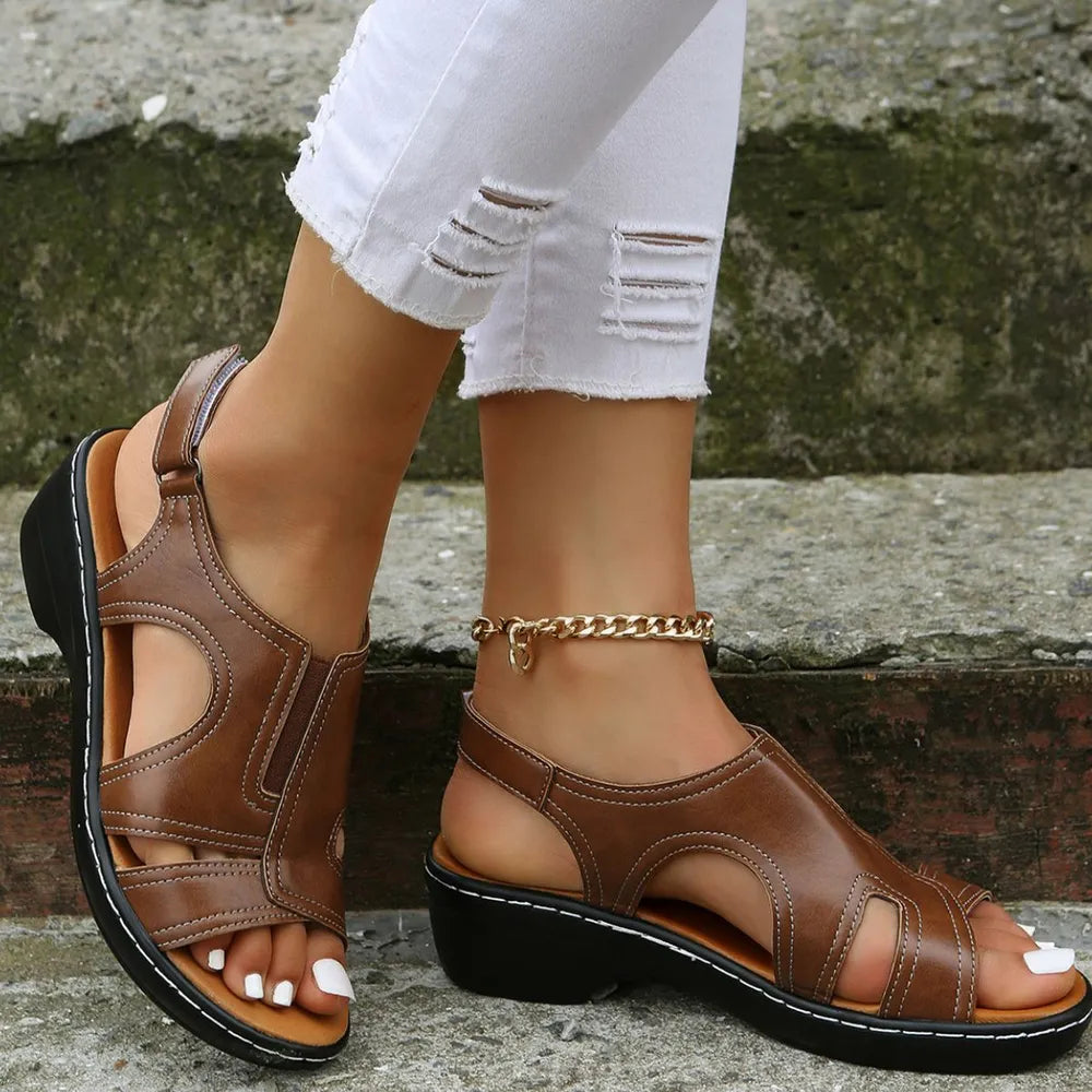 Peep Toe Flats Sandals Dark Brown 784232bb-4eda-4b19-b8a6-1df889a29f84-Max