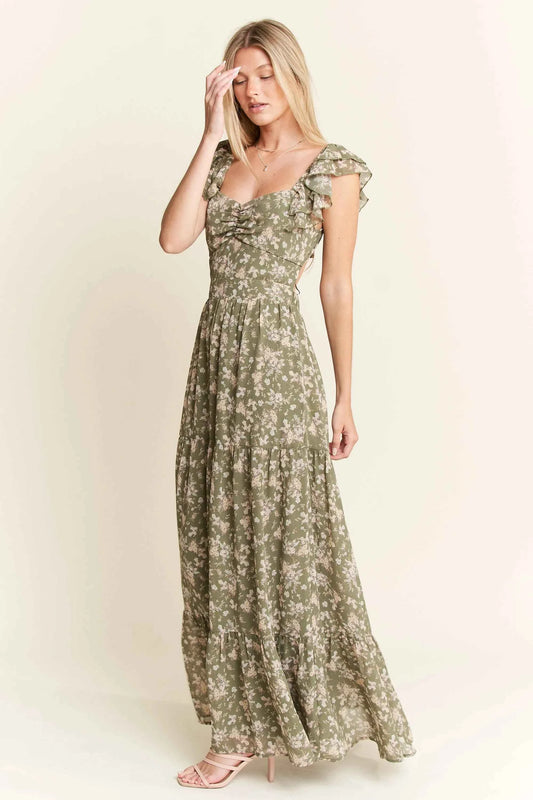 Ruffle Sleeve Tiered Maxi Dress 7843d72b287c48d1b86c7f7c629c94ec-Max-Origin