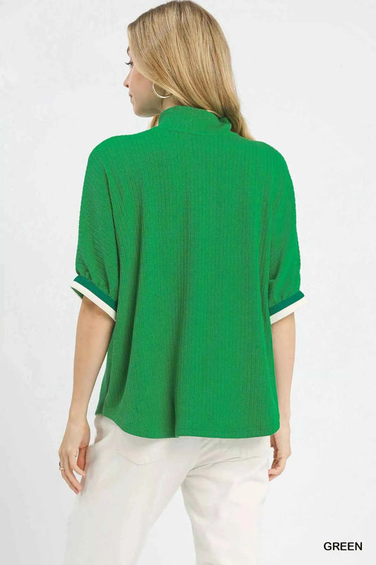 Textured Knit Top with Striped Contrast Trim 7849ecc8-5a94-48bb-84f9-1179f7a5ec39-Max-Origin
