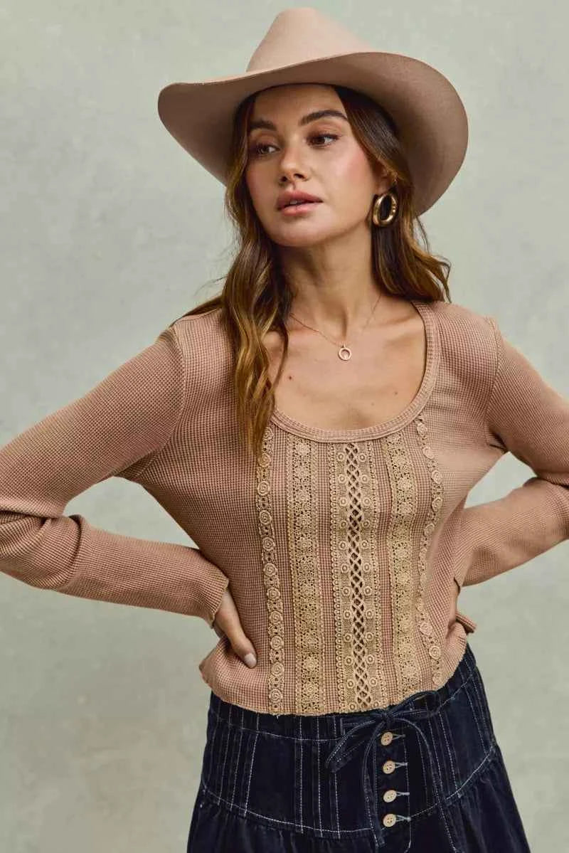 SO ME Vintage Washed Lace Crop Thermal Washed Knit Top 784e77f05e6f4e85b55df0a739a9ad84-Max-Origin