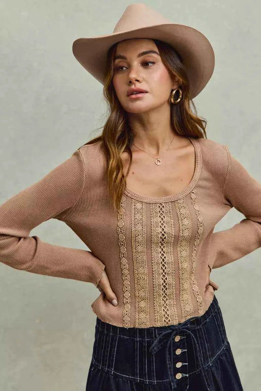 SO ME Vintage Washed Lace Crop Thermal Washed Knit Top 784e77f05e6f4e85b55df0a739a9ad84-Max-Origin