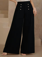 Plus Size High Waist Wide Leg Button Decor Pants 785097f6-fc0c-46ab-b8d4-7580744129bb-Max