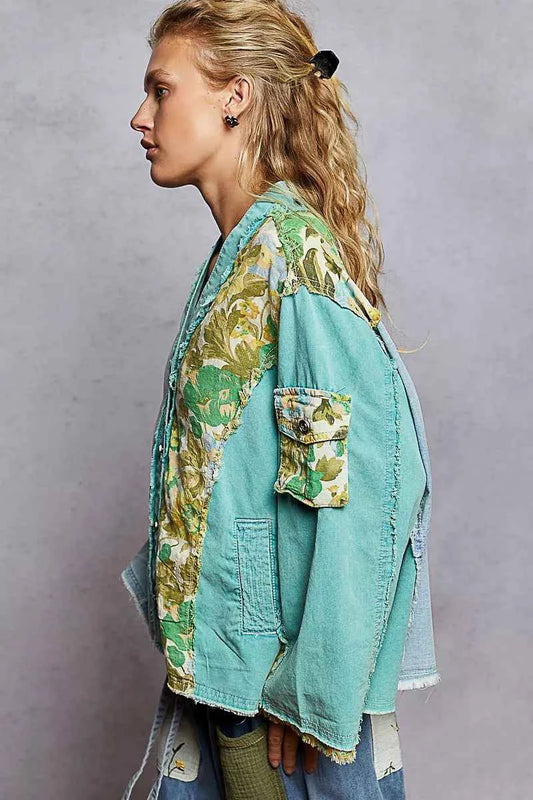 Button Down Floral V-Neck Long Sleeve Raw Hem Top 7852df34-e72f-4223-90a3-3073a37dc05e-Max-Origin