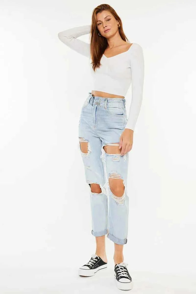 Kancan Open Pack Paperbag Mom Jeans 785658a3fc3e495e881a6bed15c15740-Max-Origin