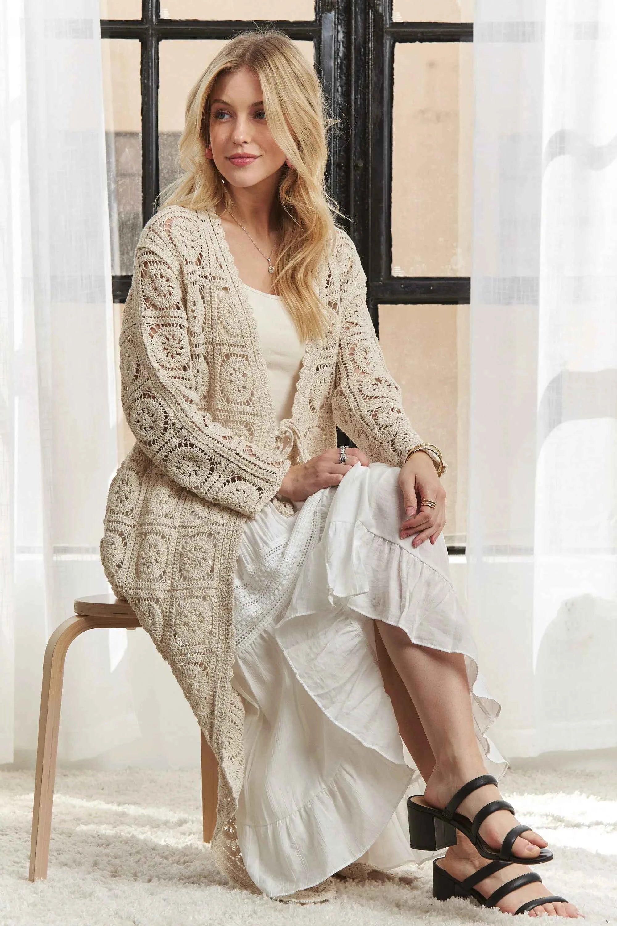ADORA Long Sleeves Crochet Elastic Cardigan 785907a826fb4f27a983d464536c9663-Max-Origin