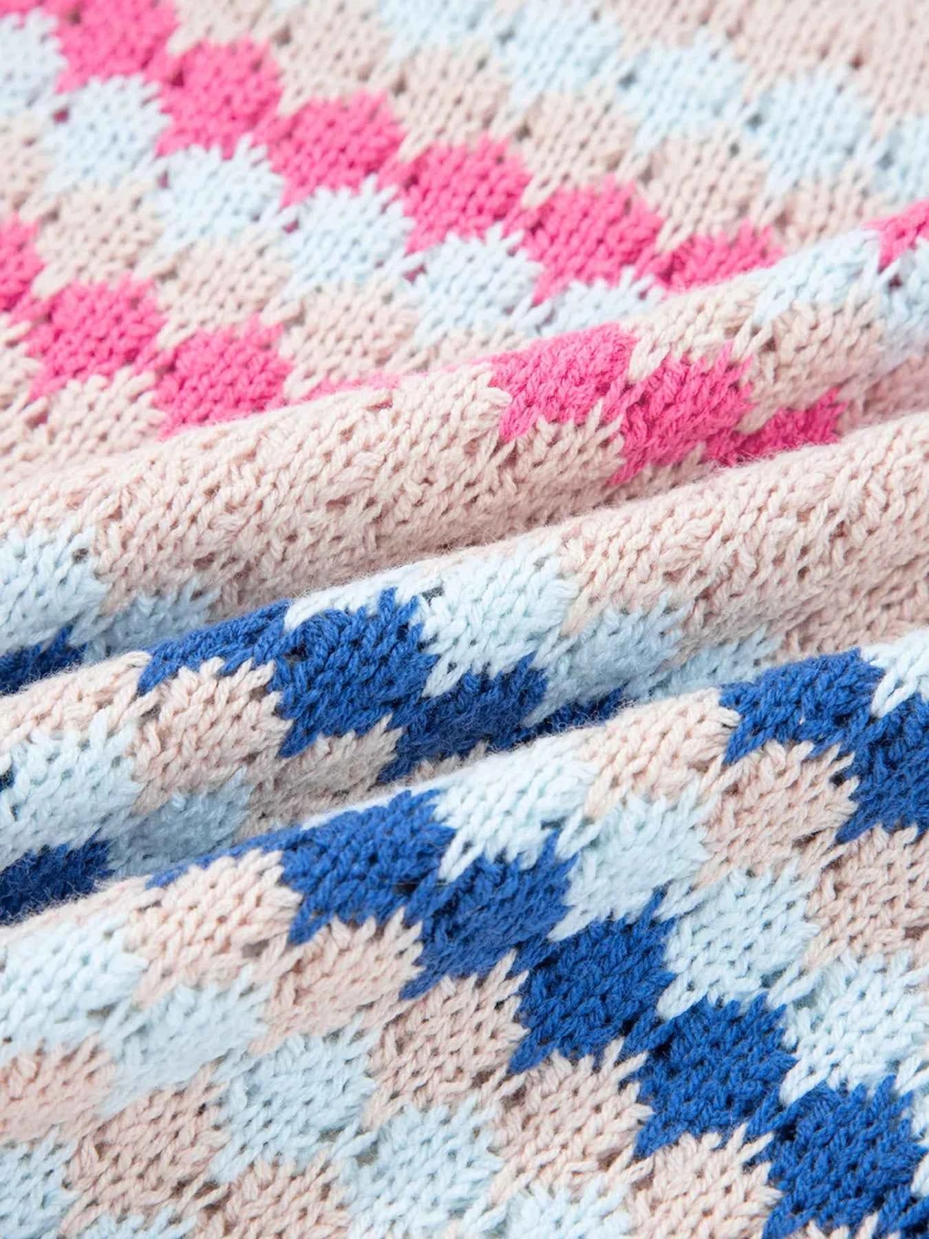 Stripe Eyelet Patterned Drop Shoulder Sweater 78664d60378b478f89662b3b71d1f392-Max-Origin