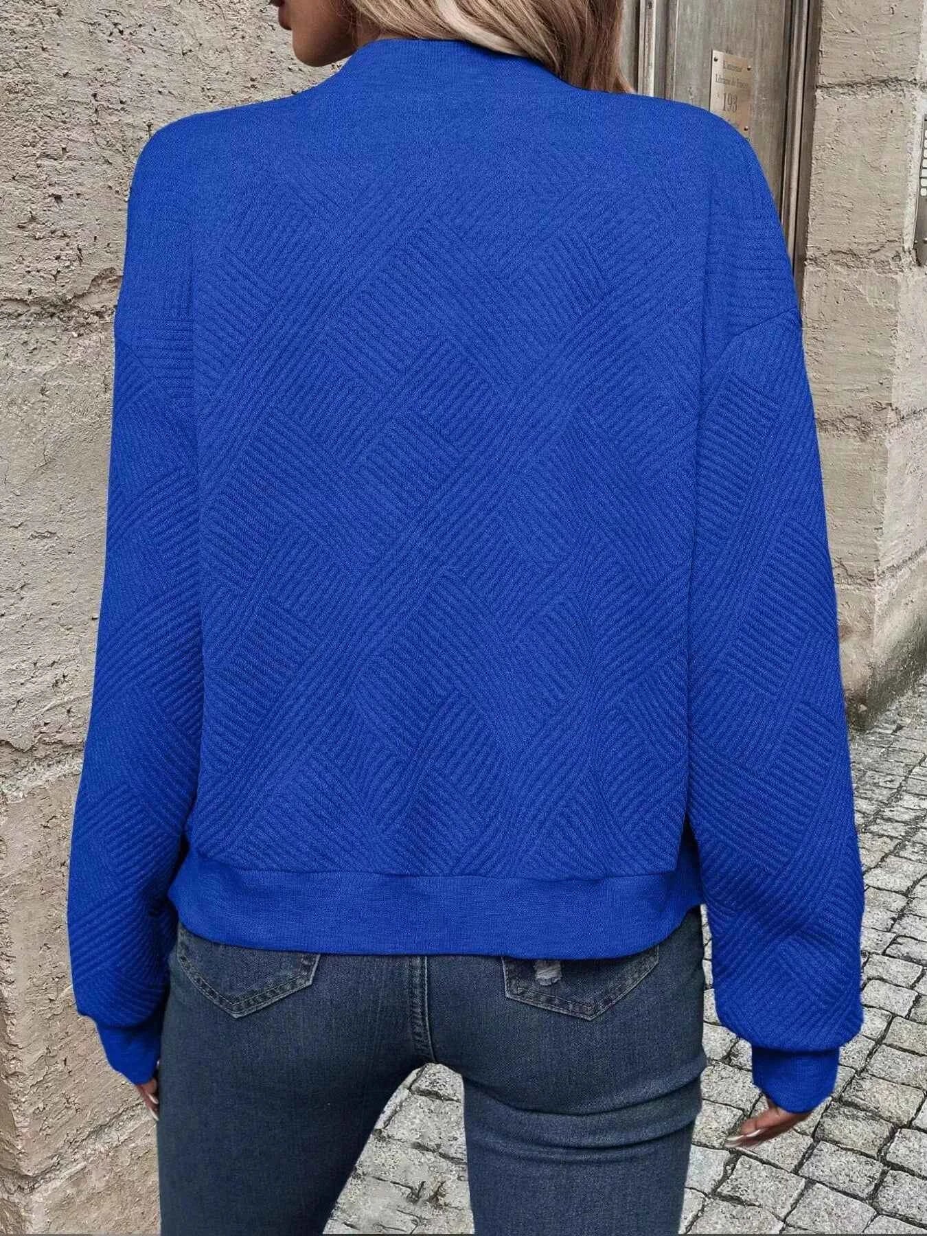 Zip-Up Textured Long Sleeve Jacket 7871c919442e4c24b56eb38cfaa9f2df-Max-Origin