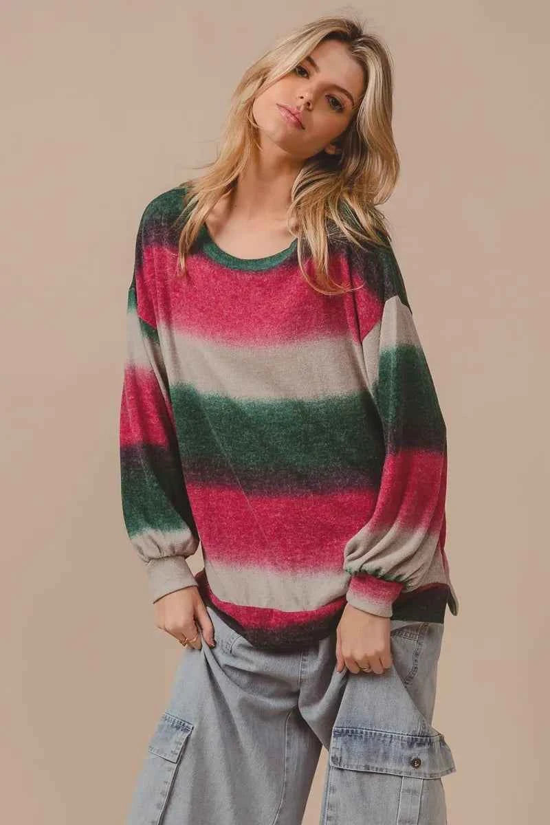 Striped Gradation Print Knit Top 787368cbbf0247d1bd79d9fd377ce641-Max-Origin