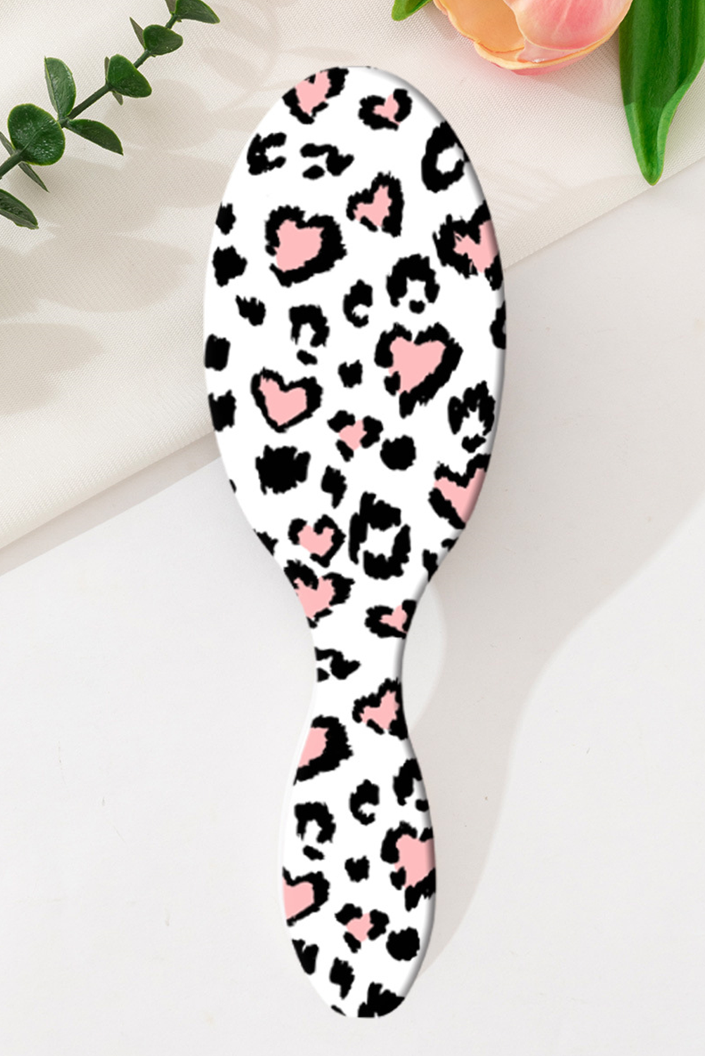 White Leopard Print Hair Brush White ONE SIZE ABS 7892f7e5b4718847